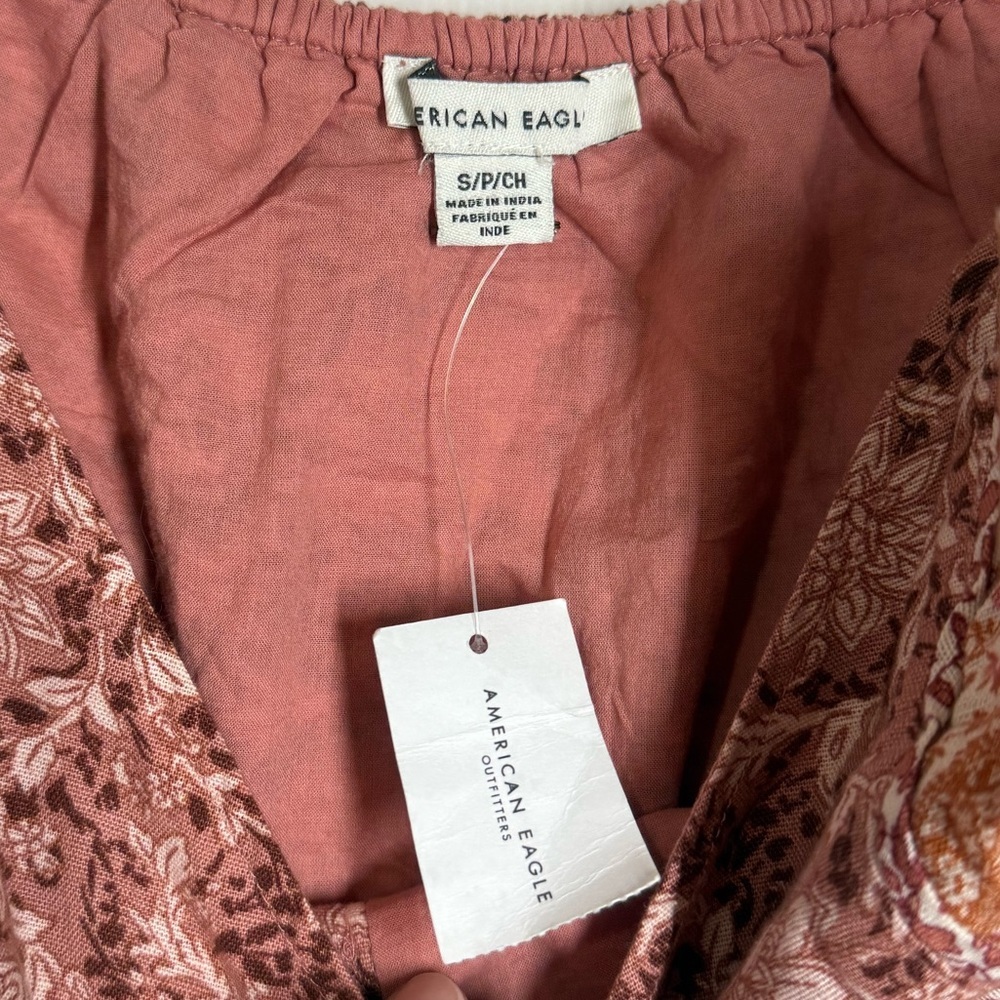 American Eagle Crop Top Floral Boho Quilted - Picture 5 of 6